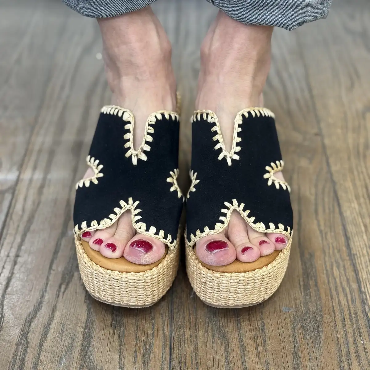 Coco & Abricot - Mules compensées SANCERRE Black