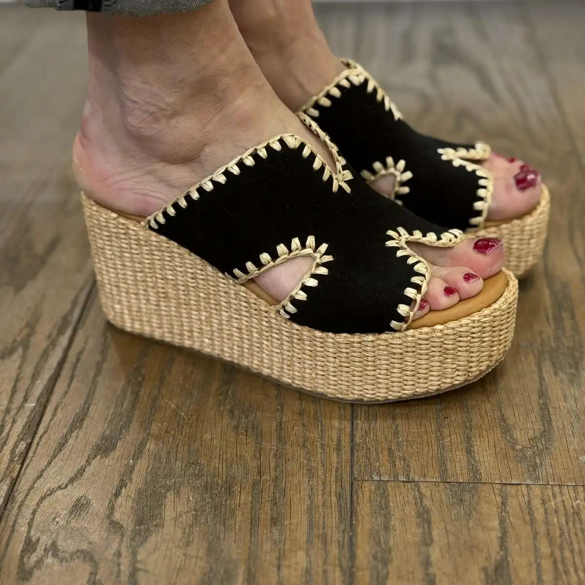 Coco & Abricot - Mules compensées SANCERRE Black