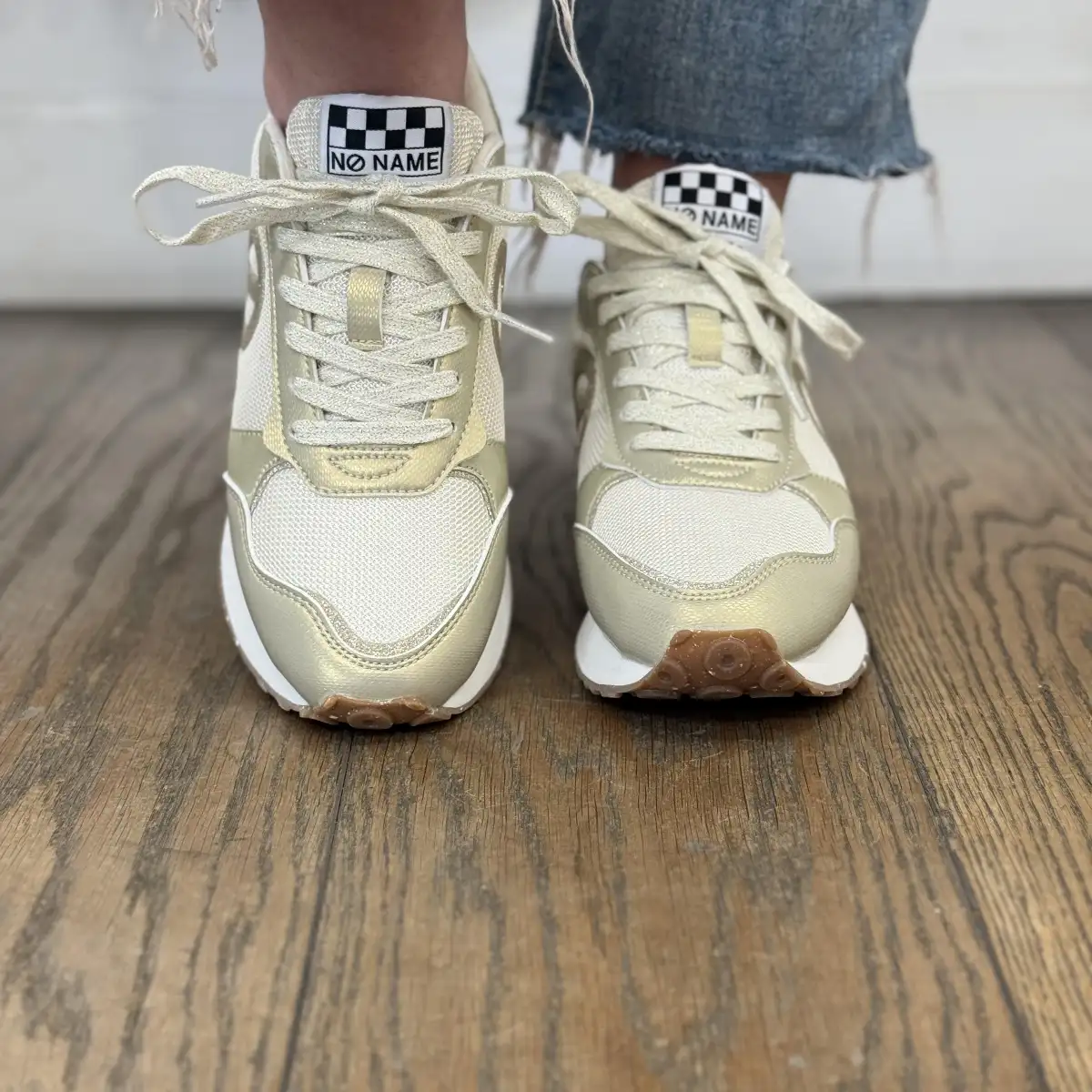 NO NAME - TOVA RUNNER W – Blanc cassé / doré