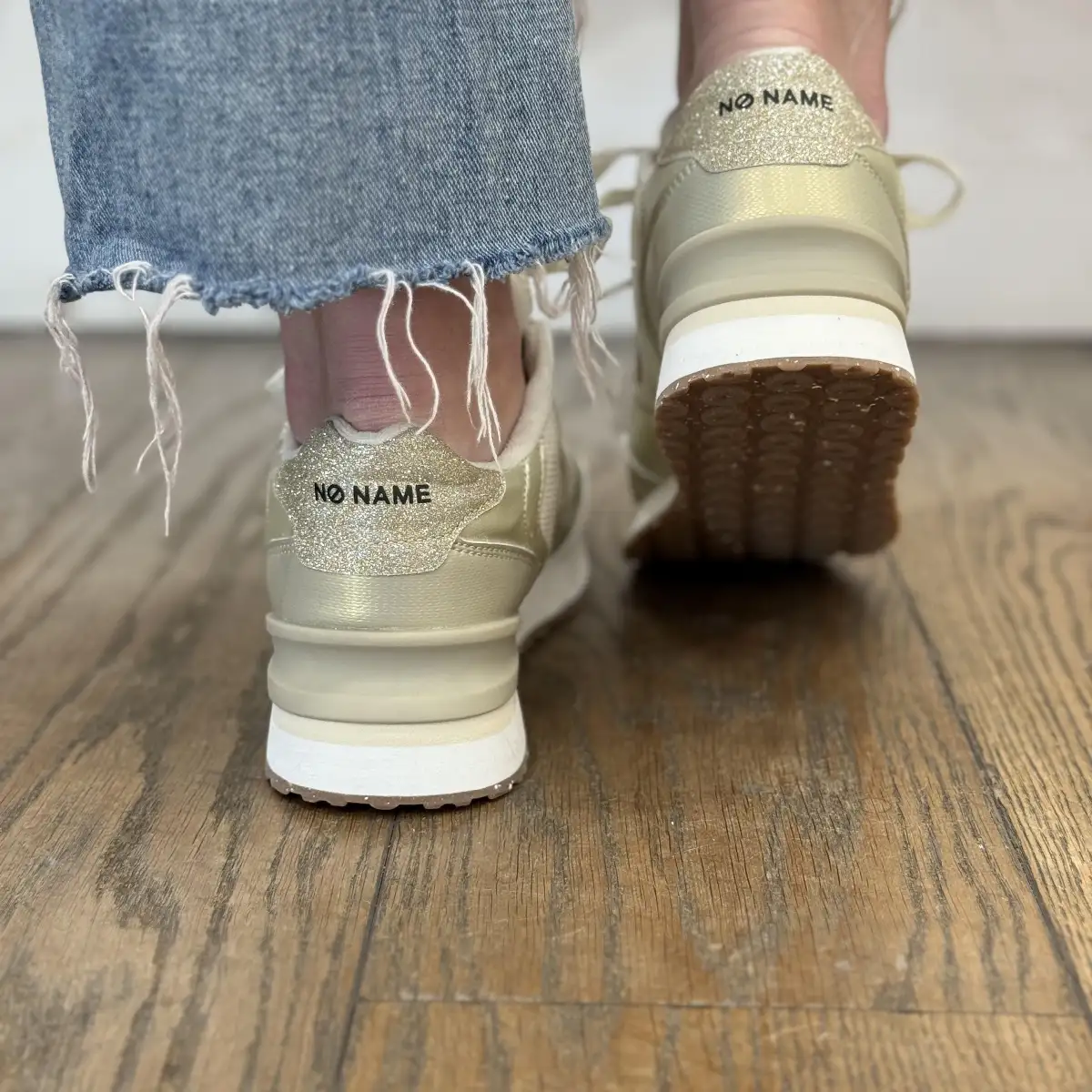 NO NAME - TOVA RUNNER W – Blanc cassé / doré