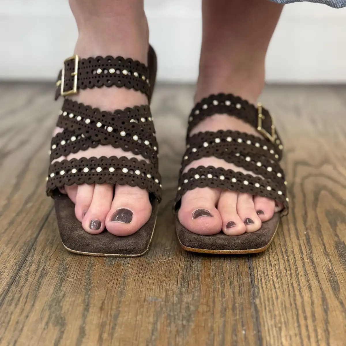 MIMMU - Sandales ajourées chocolat