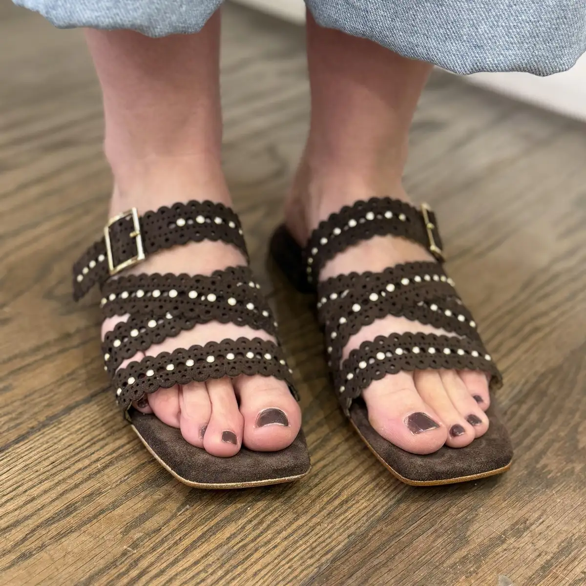 MIMMU - Sandales ajourées chocolat