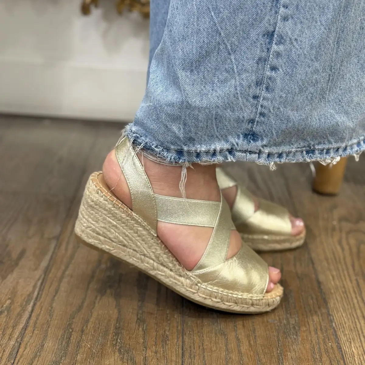 Kanna - Espadrilles compensées dorées