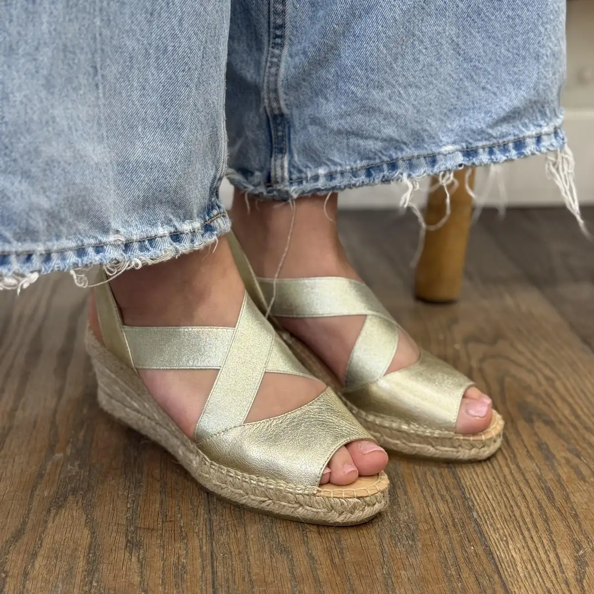 Kanna - Espadrilles compensées dorées
