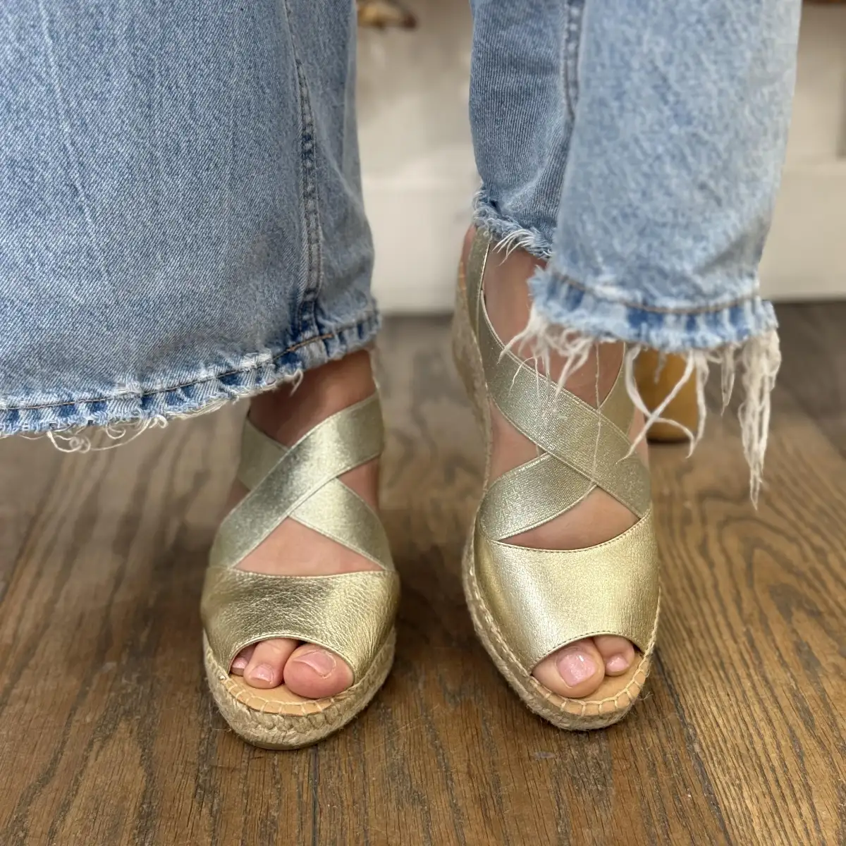 Kanna - Espadrilles compensées dorées